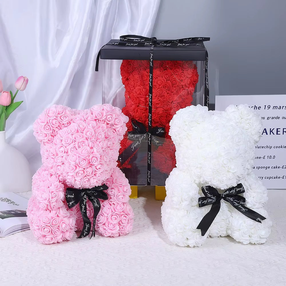 New PE Foam Rose Bear Teddy Bear Anniversary Valentine'S Day Gift 25Cm Wedding Party Decoration Mother'S Day