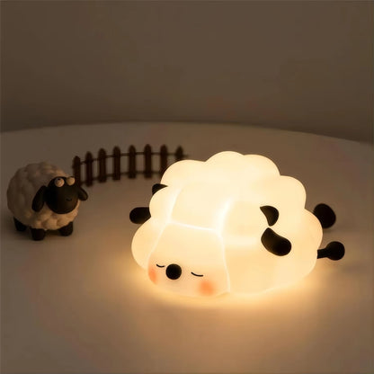 Cute LED Night Light Panda Sheep Rabbit Silicone Nightlights Timing USB Rechargeable for Bedroom Decoration Kids Birthday Gift